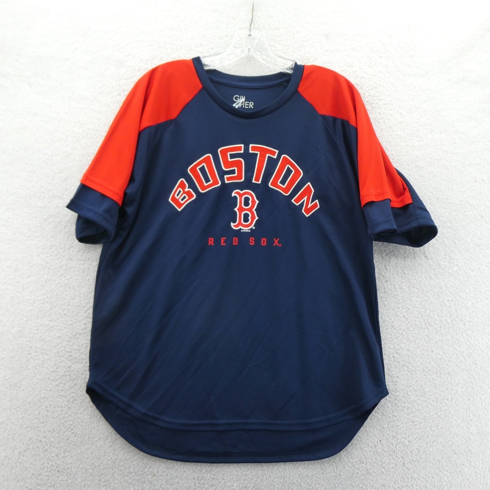 G-III 4Her Shirt Womens Medium Boston‎ Red Sox Navy Blue Red Raglan Logo MLB Fan